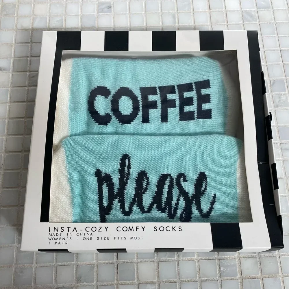 Coffee Please Novelty Comfy Socks NIB